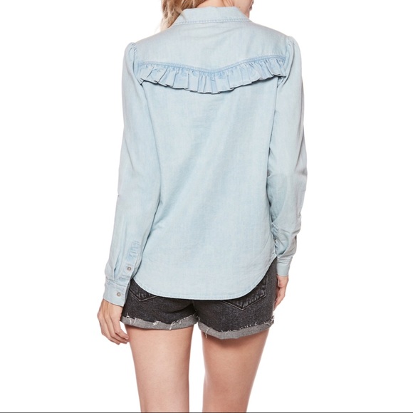 Paige Layda Denim Button Down Ruffle Shirt - Picture 3 of 15